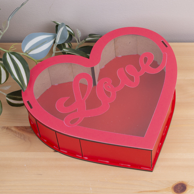 коробка в форме сердца 22,5 см деревянная красная, "love"