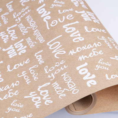 бумага подарочная крафт "love" 70см * 10м.