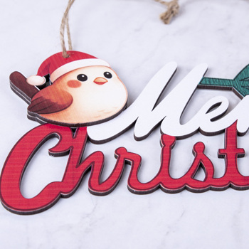 подвеска новогодняя с птичкой "Merry Christmas"