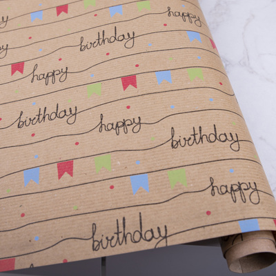 Крафт-папір 2м * 70 см на день рождения с флажками
