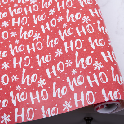 бумага 70см * 5м. ho ho ho на красном
