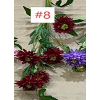 искусственная гвоздика на 5 цветов бордовая