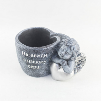 Кашпо бетонне кругле ангелочком 