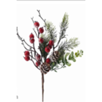 Ветка с хвоей и ягодами искусственная