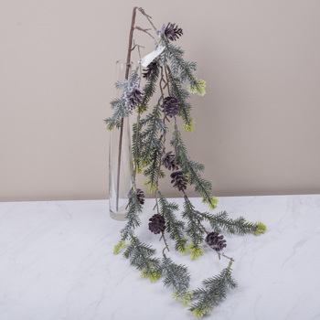 Ветвь свисающая с елью и шишками искусственная