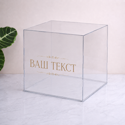 Пластиковый бокс 30см с надписью "Ваш текст"