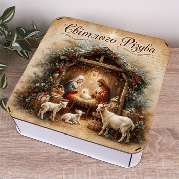 Коробка квадратная 32,5 см "Светлого Рождества"
