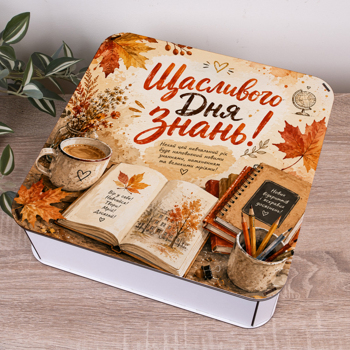 Коробка квадратна 32,5 см "Щасливого Дня знань!»