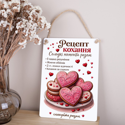 Дерев'яна табличка-постер 34х24см "Рецепт кохання"