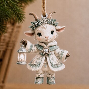 Підвіска коза новорічна у зеленому одязі