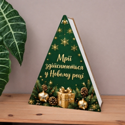 Коробка трикутна 38см  "Мрії здійснюються» зелена