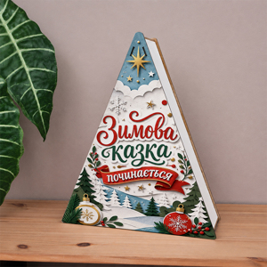 Коробка трикутна 38 см "Зимова казка починається!"