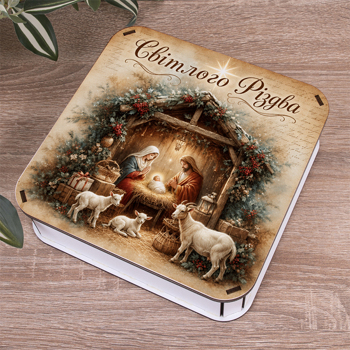 Коробка квадратная 19,5 см "Светлого Рождества"