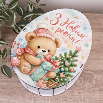 Коробка 25 см Кіндер "З Новим роком!"