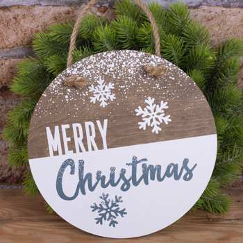 табличка  "Merry Christmas" c снежинками  