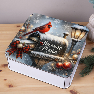 Коробка квадратна 32,5 см "веселого Рождества"