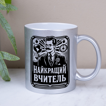 Чашка "Лучший учитель" серебряная