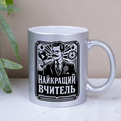 Чашка "Лучший учитель" серебряная