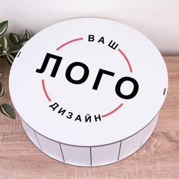 Коробка круглая 40 см деревянная ваш логотип