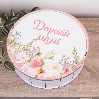 Коробка круглая 33 см "Дорогой маме"