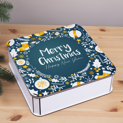 Коробка квадратная 27см «Merry Christmas» новогодняя