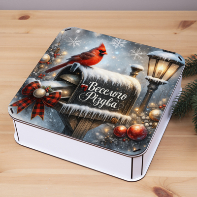 Коробка квадратна 24 см "веселого рождества"
