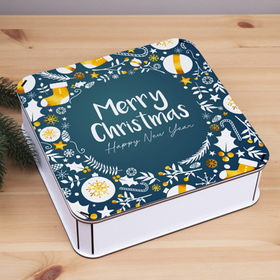 Коробка квадратна 24 см "Merry Christmas» новорічна