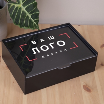 Коробка прямоугольная 25 см черная с прозрачной крышкой