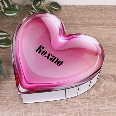 Коробка в форме сердца 27 см, розовое стекло "Люблю"