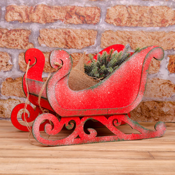 Санки декоративные красные 