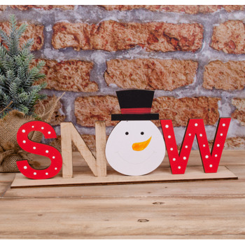 деревянная статуетка "SNOW " с снеговиком