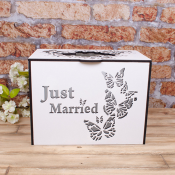свадебный сундук для конвертов "Just Married" с бабочками