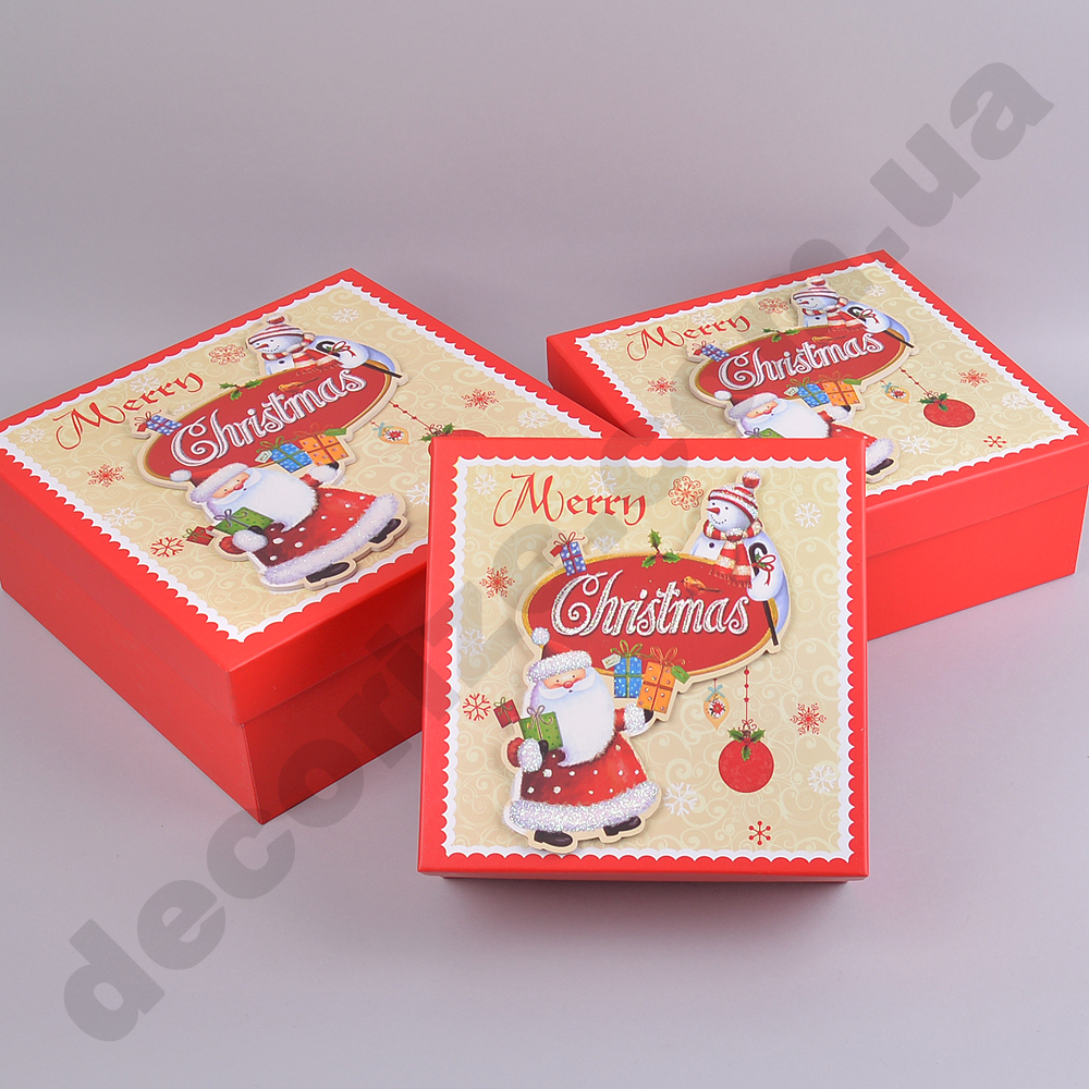 коробки новогодние "комплект м" Санта Клаус   (3шт)