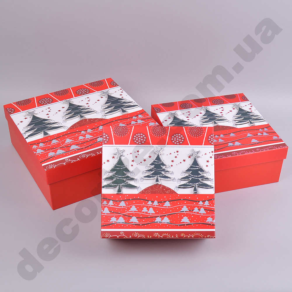 коробки новогодние "комплект м" Елочка   (3шт)