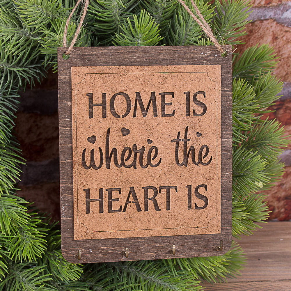 подвесная мини ключница "home is where the heart is"