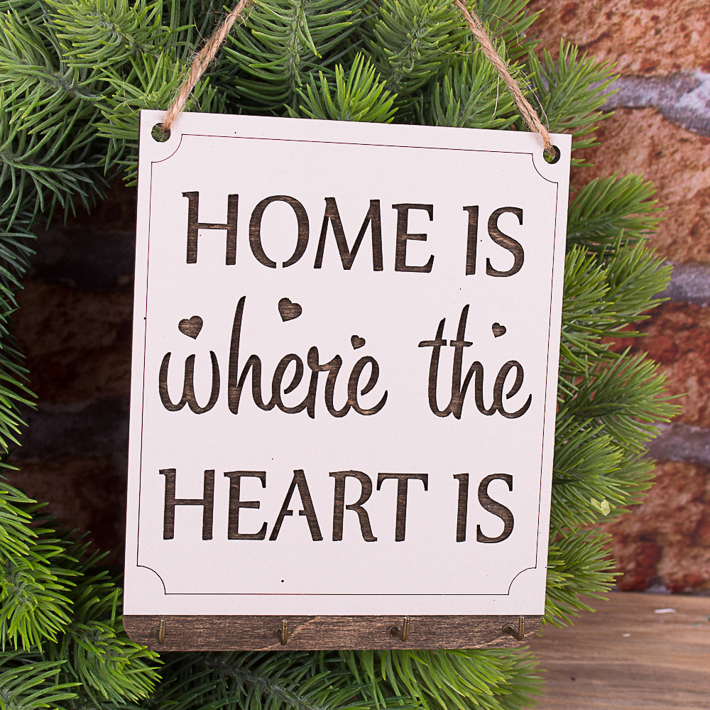 подвесная мини ключница "home is where the heart is"