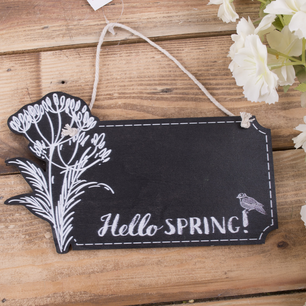 подвеска деревянная меловая доска "hello spring"