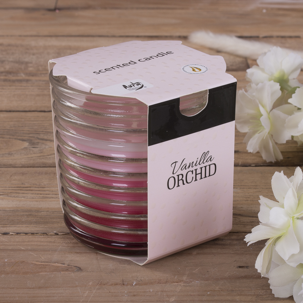 Арома свічка в ребристій склянці "vanilla orchid"