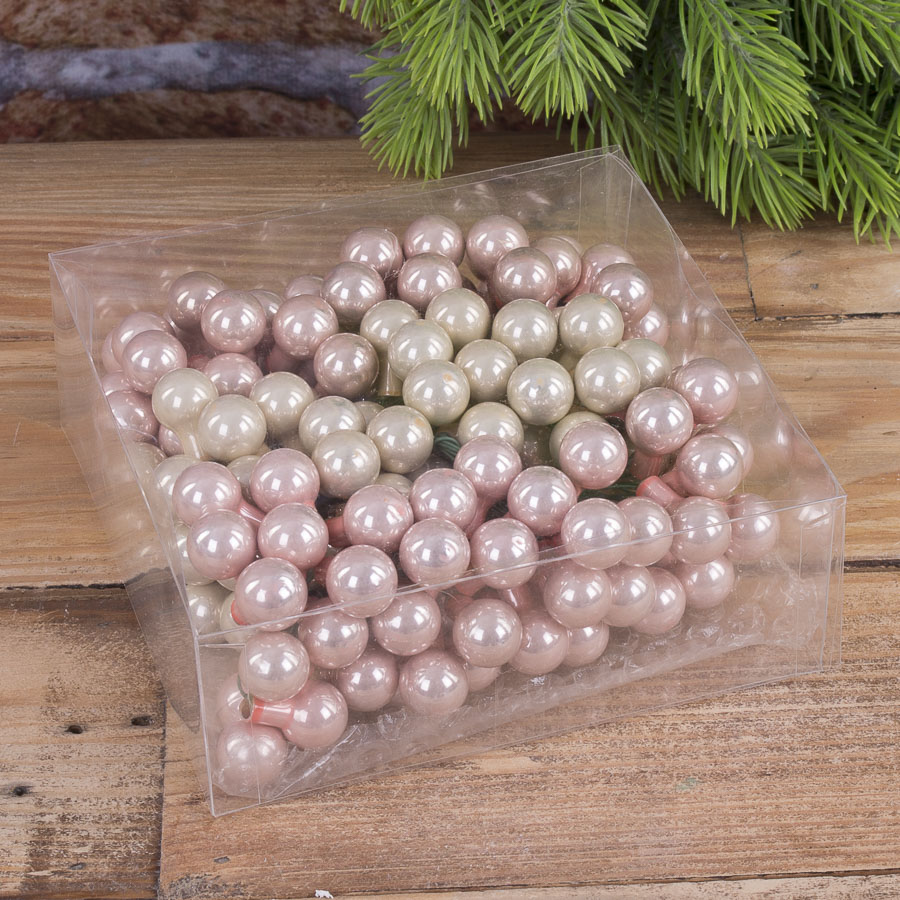 шарики на проволоке из стекла (pink/cream)