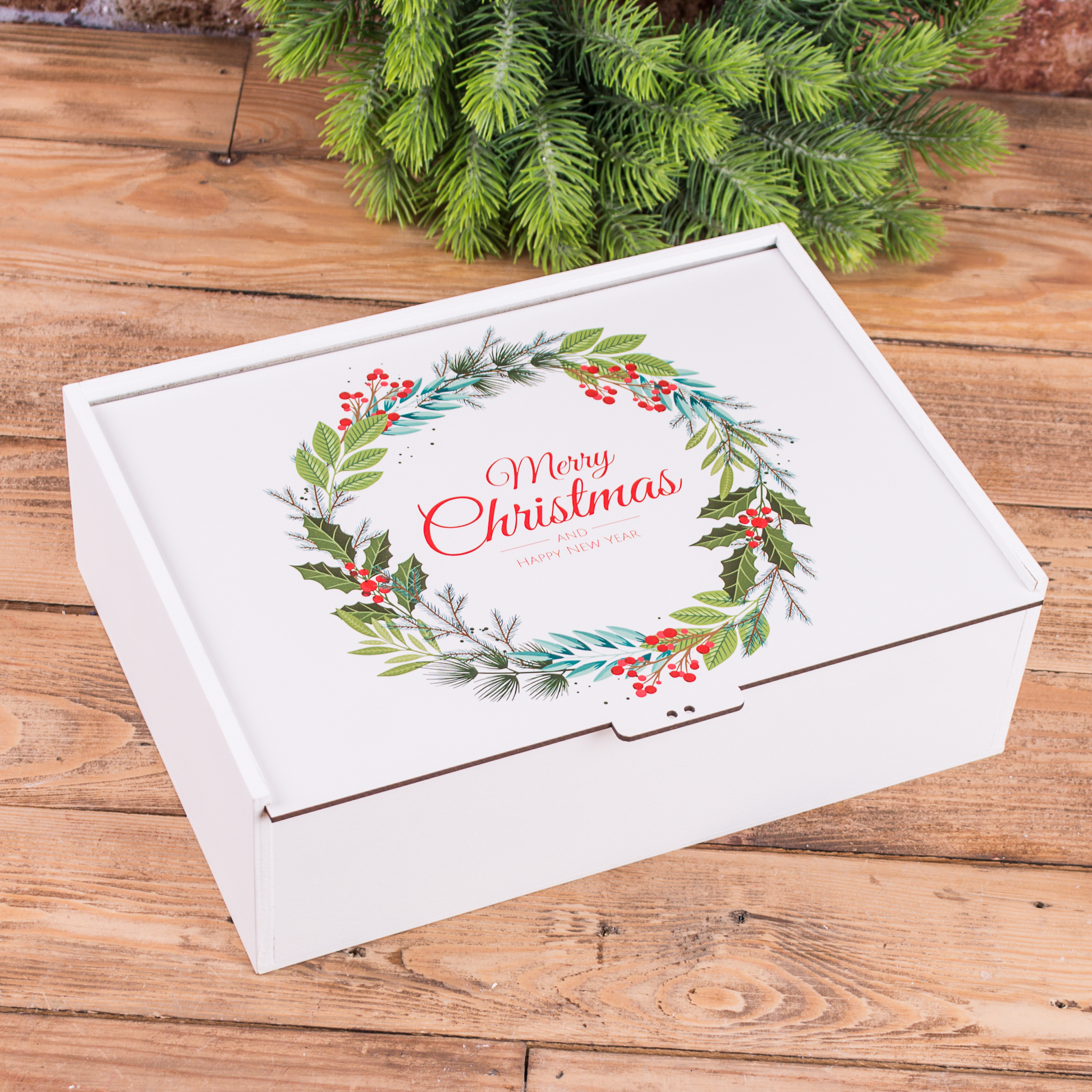 Коробка прямоугольная 29 см новогодняя "merry christmas"