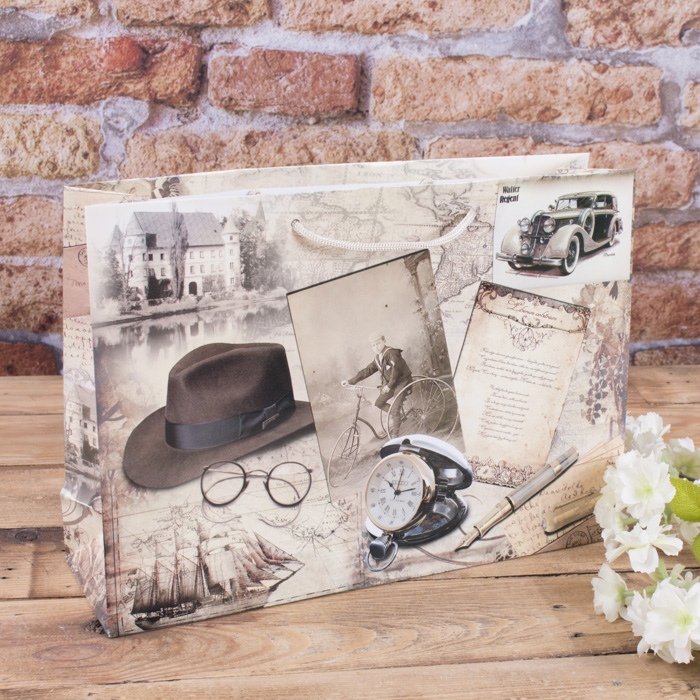 пакет бумажный подарочный  36*24*12  -ретро
