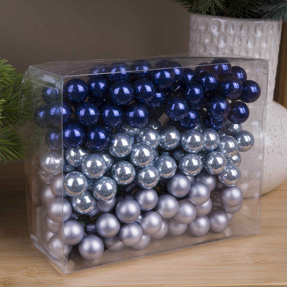 шарики на проволоке из стекла в коробке (2см) mat-ice-opal