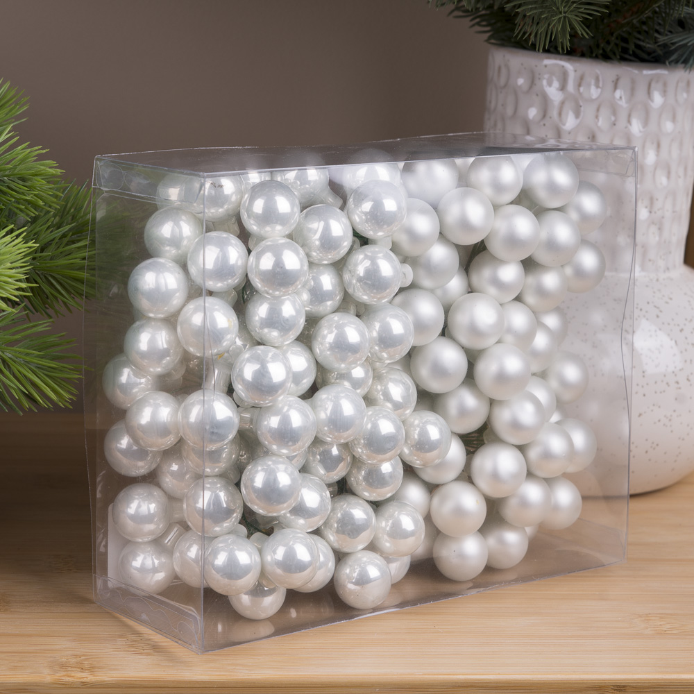 шарики на проволоке из стекла (pearl white)