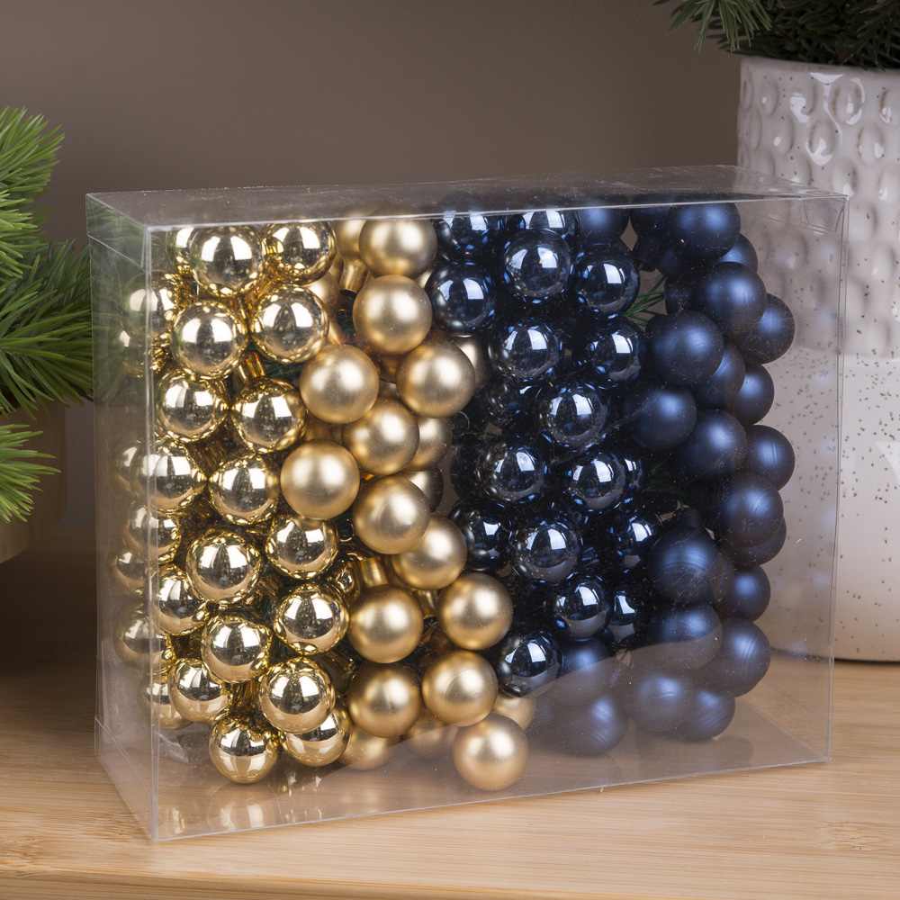 шарики на проволоке из стекла (mix blue+gold)