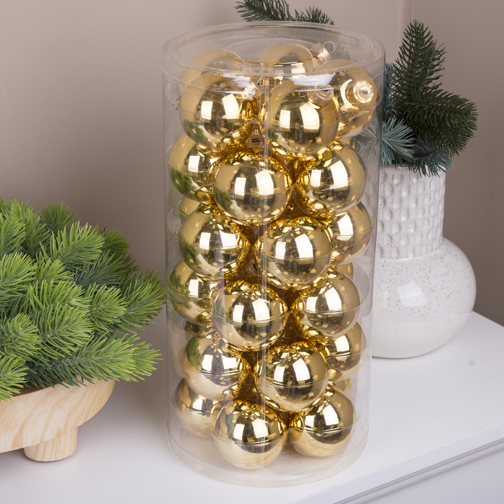 кулі ялинкові із скла 5,7см (набір 30шт) gold shiny