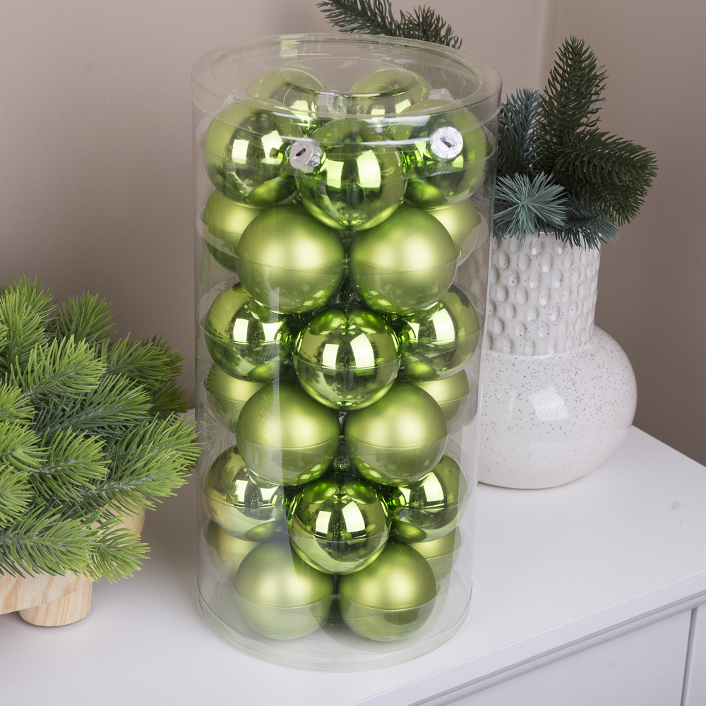 шары елочные из стекла 5,7см (набор 30шт) green