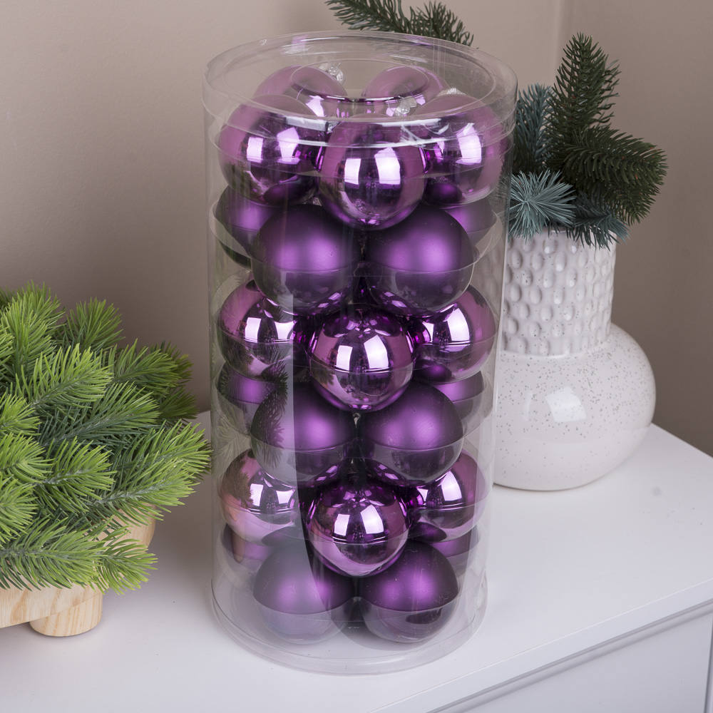 кулі ялинкові із скла 5,7см (набір 30шт) purple