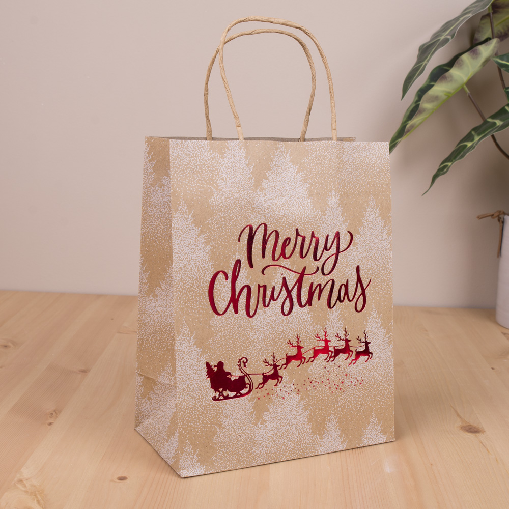 пакет крафт  микс "новорогодние" 23*18*9  merry christmas