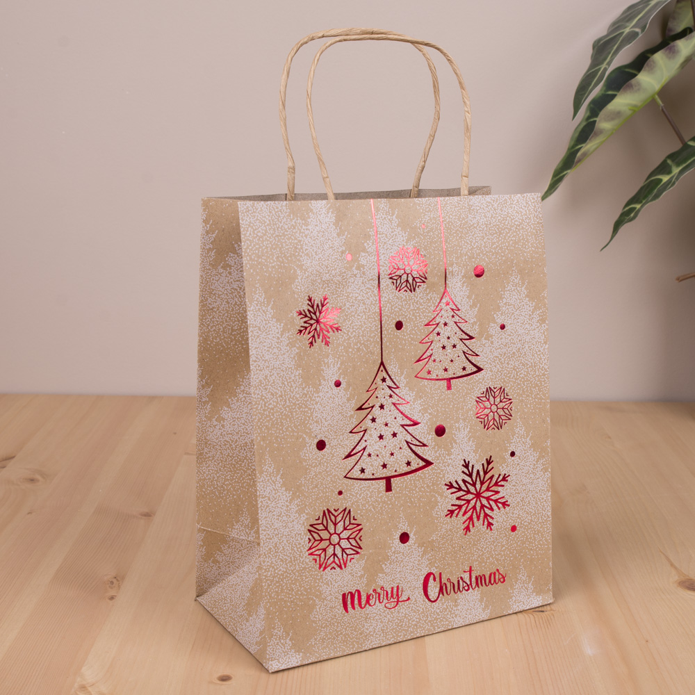 пакет крафт  микс "новорогодние" 23*18*9  merry christmas подвески