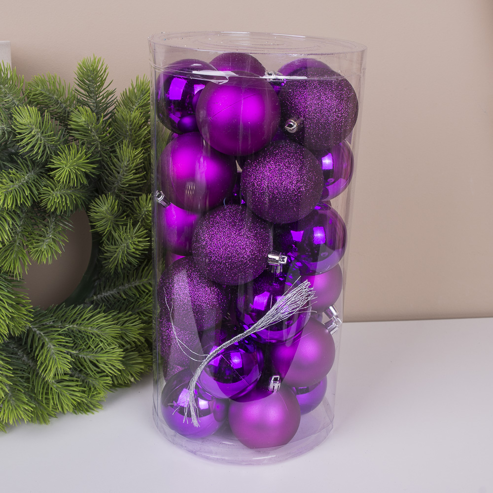 шары елочные (6см, набор 30шт) purple